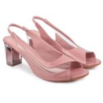 ACTION Signora Classic Closed Pointed Toe Mid Block Thick Heel Slingback Pumps for Women Signora106-RosePink-8| Glitter Fabric Dress Shoes | Wedding Party | Evening Trendy Rose Pink