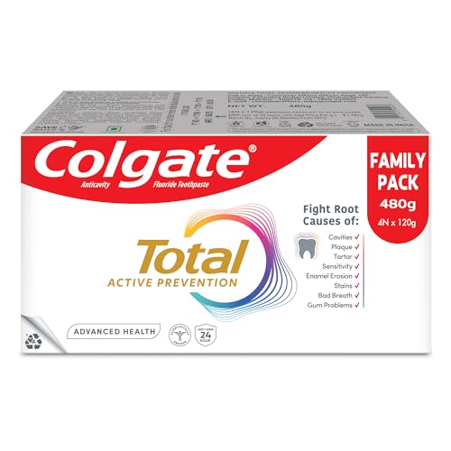 Colgate Total Advanced Health Anti-germ Toothpaste, 480g, Tooth Paste with 12-Hour Anti-Germ Protection & Enamel Protection for Whole Mouth Health (Combo Pack Offer)