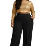 KOTTY Plus Size High Waist Wide Leg Pants for Elegant Casual Wear-KTTWOMENSPANT990XXL