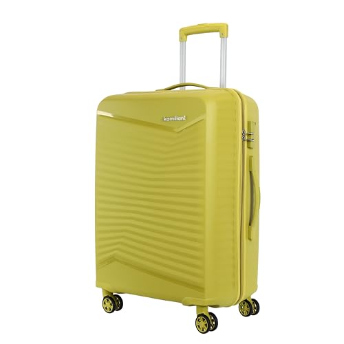 Kamiliant by American Tourister Rock-Lite Medium 68 Cm Check-in Hard Sided Trolley Bag for Men & Women, Suitcase 66L for Travel with 3 Digit Combination Lock – Cress Green