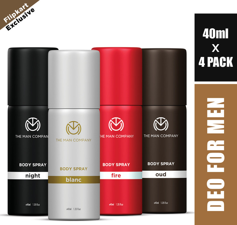 THE MAN COMPANY Travel Deo Kit – Blanc, Fire, Night & Oud Deodorant Set | 4 Mini Body Sprays Deodorant Spray  –  For Men & Women(160 ml, Pack of 4)