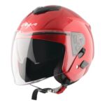 Vega VO 04 Punch Dual Visor Open Face Riding Helmet with Lightweight Shell, Shock-Absorbing Liner, Comfortable Interior, Aerodynamic Design, Ventilated Fit, and Modern Cherry Red Styling Cherry Red M