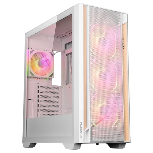 Zebronics Premium Gaming Cabinet, Mid-Tower, EATX/ATX, Upto 360mm AIO Support, 4 Infinity Mirror ARGB Fans, Side Tempered Glass, USB 3.0, 2X USB, Magnetic Dust Filter (Spectra, White)