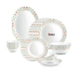 Treo by Milton Opalware Aurelia Meena Dinner Set of 21 | Serving for 6 | Microwave & Dishwasher Safe | Bone-Ash Free | Tempered Toughness | Plates & Bowls | Crockery Set for Dining & Gifting