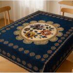 AAZEEM Printed Tablecloth Soft Feel Table Cover 4-6 Seater,Table Cover,Dining Table Cover, Table Linen,Dining Table Chair Cover,Dining Table Cover 6 Seater | Blue|