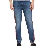 The Indian Garage Co Men Slim Fit Solid Mid-Rise Stretchable Denim Joggers