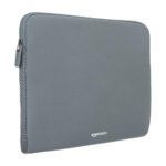 Amazon Basics Laptop Bag Sleeve Case Cover Pouch for 15-Inch, 15.6-Inch Laptop for Men & Women | Slim Profile Neoprene, Soft Puffy Fabric Lining, 360° Protection, Smooth & Premium Zipper (Grey)