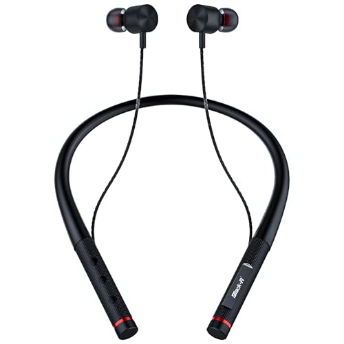 Black-R Bluetooth Wireless in Ear Earphones with Mic, Bombastic Bass – 13 mm Drivers, Dust and Water Resistant, Fast Charge, Low Latency, v5.4 Bluetooth Neckband, Black