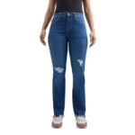 Women Blue Straight Fit High Rise Jeans