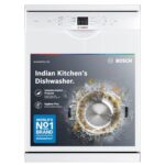 Bosch 13 Place Setting (fits up to 70 utensils) Free-Standing Dishwasher for Indian Utensils | Hygiene+ & Intensive Kadhai Program (SMS66GW01I, White, Inbuilt Heater, Removes 99.9% Germs)