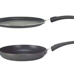 Prestige Omega Select Plus Non-Induction Base Aluminium Omni Tawa 25 cm and Fry Pan 20 cm, 2 Piece Set, Black