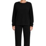 KOTTY Women’s Coral Fabric Zinc Black Winter Set (Black,L)-KTTWINTERSET165L