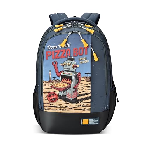 Gear Fiction 2 4 Compartment Backpack 17″/29L Medium Water Resistant School Bag/Casual 4 Compartment Backpack/Daypack/Kids Bag for Boys/Girls (Blue-Yellow)