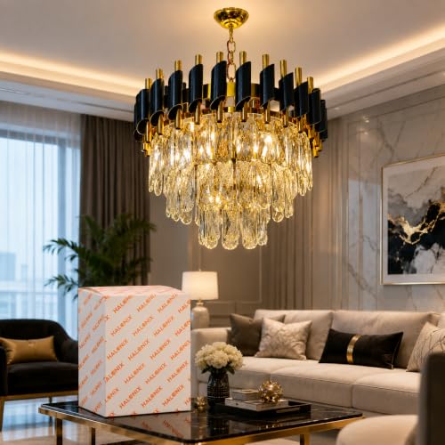 Halonix Horizon 400MM Crystal Pendant Light | 3-in-1 Adjustable Color (Warm White, Natural White & Cool White) | Decorative Hanging Light | Crystal Chandelier | Fancy Ceiling Light