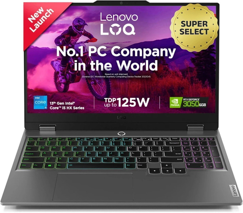 Lenovo LOQ Intel Core i5 13th Gen 13450HX – (16 GB/512 GB SSD/Windows 11 Home/6 GB Graphics/NVIDIA GeForce RTX 3050/144 Hz/95 W) LOQ 15IRX9D2 / 15IRX9 Gaming Laptop(15.6 Inch, Luna Grey, 2.38 kg, With MS Office)