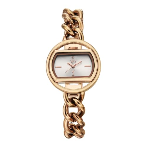 Fastrack Vyb Spotlight with Quartz Analog Silver Dial Rose Gold Brass Strap Watch for Women – FV60146WM01W