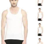 VIP Bonus Classic Mens 100% Cotton Sleeveless White Vest, 100 Size, Pack of 5