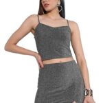 Tokyo Talkies Women Black Top with Skirt