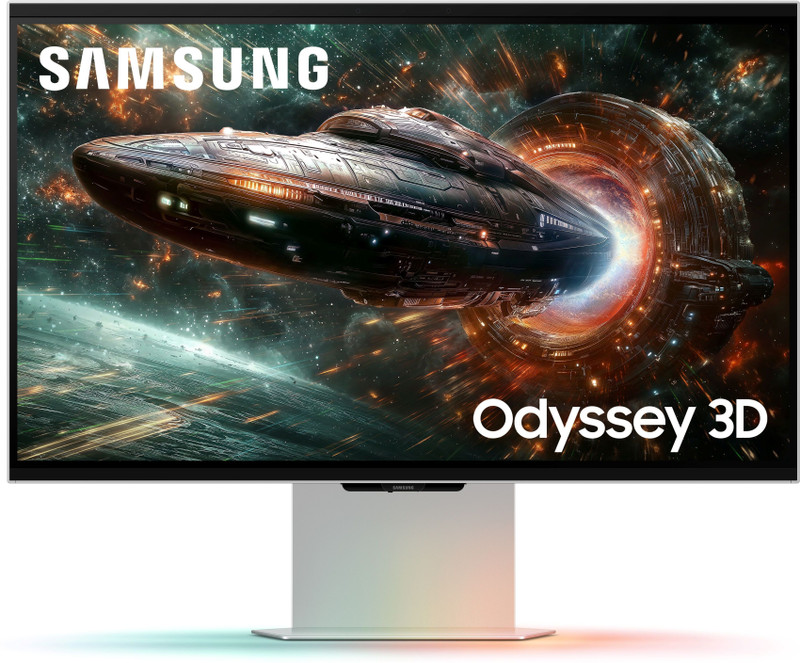 Samsung Odyssey 3D 68.58 cm (27 inch) 4K Ultra HD LED Backlit IPS Panel with HDR10+, Inbuilt Speakers, Glasses-free 3D Experience, AMD Free Sync Compatible, Flat Gaming Monitor (LS27FG900XWXXL)(NVIDIA G Sync, Response Time: 1 ms, 165 Hz Refresh Rate)