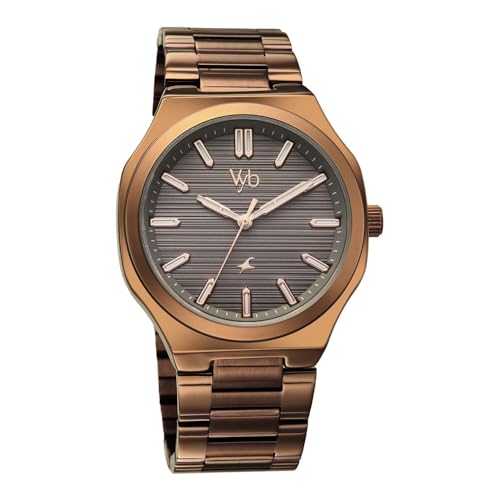 Fastrack Vyb Horizon with Quartz Analog Beige Dial Brown Stainless Steel Strap Watch for Men – FV30052QM01W