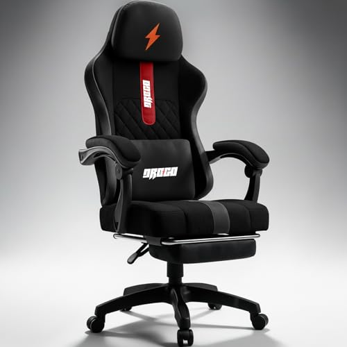 DROGO Comformax Ergonomic Gaming Chair with Breathable Weave Fabric for Long-Hour Comfort | Integrated Massager | Ergo Sync Armrest | Retractable Footrest | 1 Year Warranty(Black/Red)