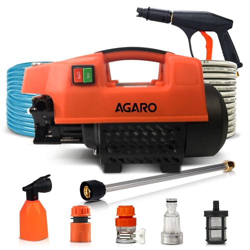AGARO Supreme High Pressure Washer, Car Washer, 1800 Watts Motor, 120 Bars, 6.5L/Min Flow Rate, 8 Meters Outlet Hose, Portable, Car, Bike & Home Cleaning,Orange