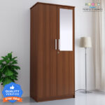 Flipkart Perfect Homes Julian Engineered Wood 2 Door Wardrobe(Finish Color – Melamine Walnut Sib, Mirror Included, Knock Down)
