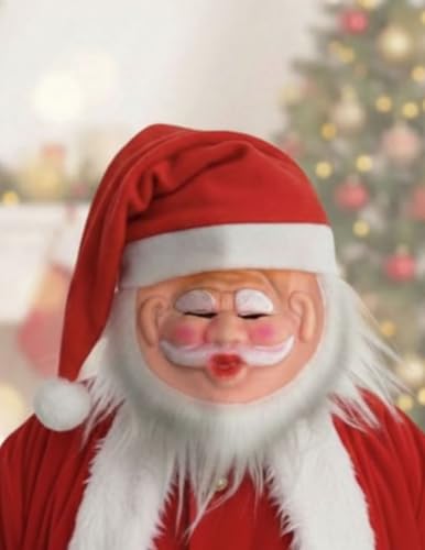 BookMyCostume Rubber Santa Mask for Men | Santa Claus Mask with Red Hat & White Beard | Christmas Party Celebration, School Functions, Stage Performances & Fancy Dress Parties | For Teens & Adults