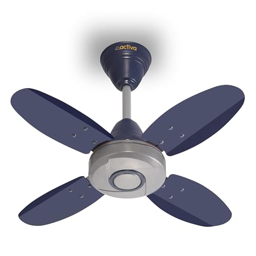 ACTIVA Ornet 600mm Ceiling Fan for Kitchen & Small Rooms | 4 Blade High Speed Fan | 850 RPM Powerful Air Delivery | Anti-Dust Coating | Energy Efficient Ceiling Fan | 2 Years Warranty | Silver Blue