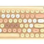 Coconut Bling Typewriter Inspired 2.4GHz Retro Wireless Keyboard and Mouse Set with USB Support, Round 84 Keycaps for PC & Laptop (Milk Tea)