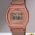 CASIO B640WMR-5ADF Vintage Dial Rose Gold Stainless Steel Mesh Band Digital Watch  – For Men & Women