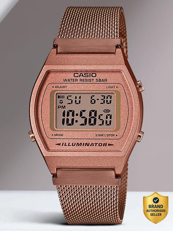 CASIO B640WMR-5ADF Vintage Dial Rose Gold Stainless Steel Mesh Band Digital Watch – For Men & Women
