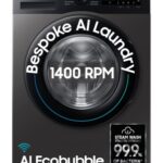 Samsung 9 kg, 5 star, AI EcoBubble, Super Speed, Wi-Fi, Hygiene Steam with Inbuilt Heater, Digital Inverter, Fully-Automatic Front Load Washing Machine (WW90DG5U24AXTL, Inox)