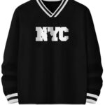 Noble Monk Men’s Regular Fit Sweatshirts | V Neck | Long Sleeve Sweatshirts for Men Black White