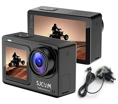 SJCAM SJ8 Dual Screen 16MP 4K30fps Sports Action Camera with Mic | 2.33″ Dual Touch Screen Display | 140° Wide-Angle | Super Night Vision | 30m Waterproof |Digital Vlog Camera | Black