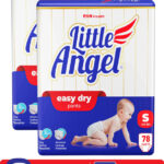 Little Angel Easy Dry Diaper Pants with 12 hrs absorption 78 Count/Pack,Pack of 2,4-8 Kgs Pant Diapers – S(156 Pieces)