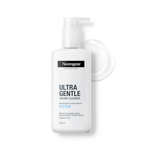 Neutrogena Ultra Gentle Creamy Cleanser | 14X Gentler Cleanser | All Skin Types Including Sensitive Skin | Face Wash for Sensitive Skin for Men & Women | With Barriercare Technology & 10% Glycerin | Paraben-Free