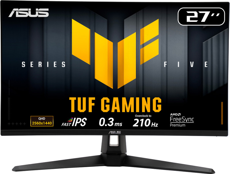 ASUS TUF 68.58 cm (27 inch) Quad HD LED Backlit IPS Panel Gaming Monitor (TUF Gaming VG27AQ5A Monitor 27 QHD(2560×1440), 210Hz(OC) Fast IPS, 0.3ms)(Response Time: 1 ms, 210 Hz Refresh Rate)