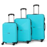 Teakwood Set of 3 8 Wheels Trolley Bag, Hard Cabin with Zipper Closure, Adjustable Push Button & Cross Side Strap, Number Lock System 360 Degree (Set of 3, Aqua Green)