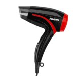 AGARO Hair Dryer with 1000 Watts Copper Motor, 2 Speed & Temperature Settings,Foldable Handle, For both Men & Women, Black & Red HD1177
