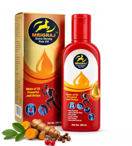 Pain Relief Oil | Extra Strong Herbal Formula with 25 Ingredients | Knee, Joint, Back, Shoulder, Ankle & Leg Comfort | Fast Absorbing Body Massage Oil | 80 ml