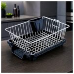 Eightiz Basket Drainer Dish for Kitchen Sink, Multipurpose Plastic Drain Basket with Water Drain Holes, Space Saving Fruit, Vegetable Garden & Utensil Washing Basket for(Stainless Steel)