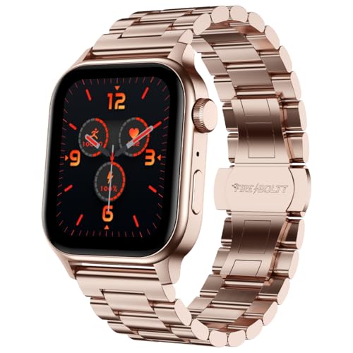 Fire-Boltt Rise Luxe Bluetooth Calling Smart Watch, 1.85”HD Display,AI Outfit Watch Face, 2 Looks in 1 Watch, Extra Straps at ₹99, 120+ Sports Modes, Metal Smartwatch for Men & Women (Rose Gold)