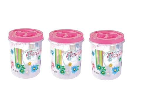 Aristo Store Queen333 Plastic Storage Container- 800 Ml (3 Pcs Set, 11.1(D) X 12.8 Cm) – Multicolor