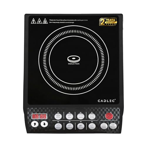 Cadlec CookFusion_5 2000W Induction Cooktop | 8 Cooking Modes, Auto Shut-Off, Over-Heat Protection, LED Display, BIS Approved, 2-Year Warranty | Black