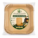 INIIMAYAAZH ENTERPRISES Air Fryer Paper Liners 8 Inch Square, Disposable, Non-Stick Air Fryer Parchment Paper, Oil-Proof Waterproof for Air Fryer, Oven, Microwave – Pack of 100