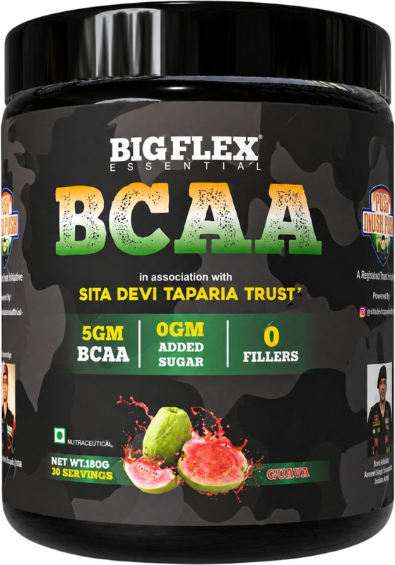 Bigflex Desh Ka BCAA Powder – 5g Pure BCAA per Serving | 30 Servings BCAA(180 g, Guava)