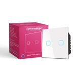 HomeMate® WiFi 2 Gang Touch Switch | No Hub Required | Compatible with Alexa and Google Home | 15 A (1, White)