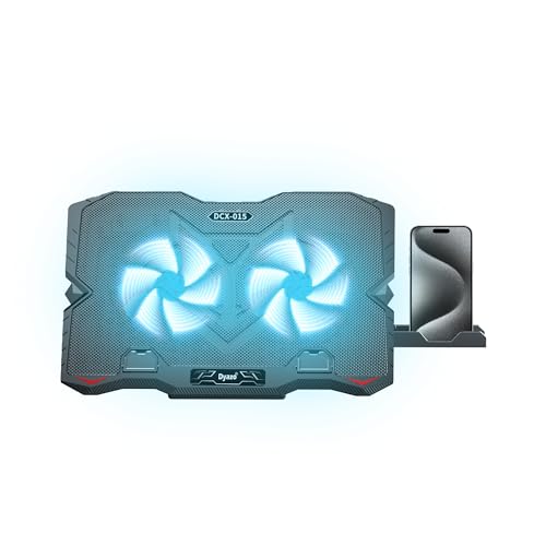 Dyazo Laptop Cooling Pad |Laptop Stand with Cooling Fan | Adjustable Height 5 Step with Mobile Holder Compatible for All laptops & Notebook 11.6/13.3/14 / 15.6 inch – (Black)