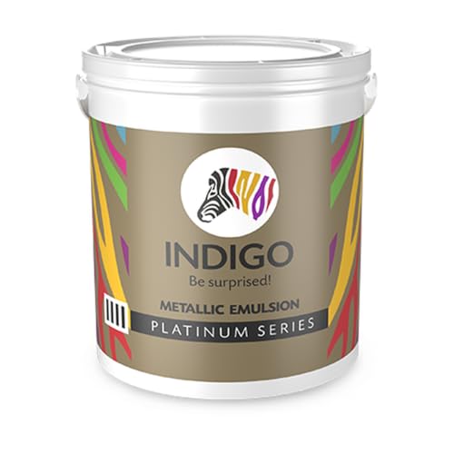 Indigo Metallic Emulsion Platinum Series – Sparkling Metallic Texture Wall Paint | Water-Based | Anti-Fungal & Algae Resistant | Interior & Exterior Use 10 L Fire Red